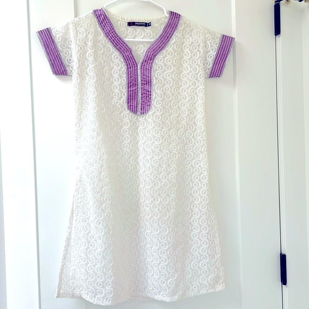 White embroidered Indian tunic top kurta sheer